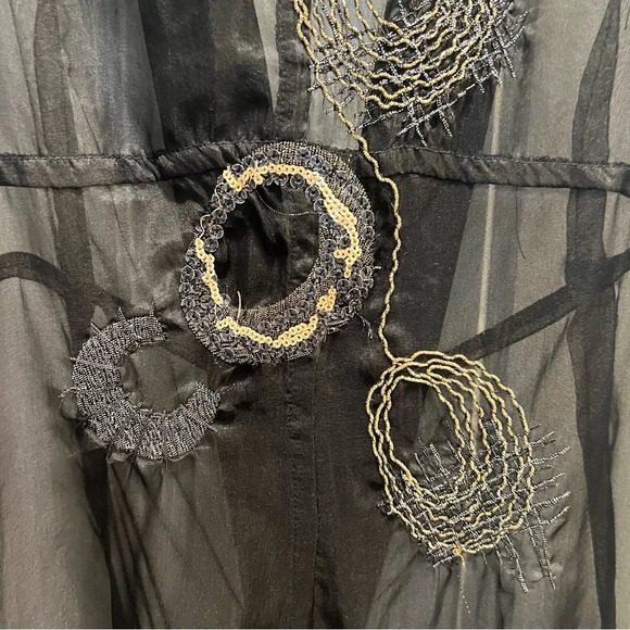Legatte Vintage Sheer Black Embroidered Long Line Vest. Size 10. - Picture 13 of 16